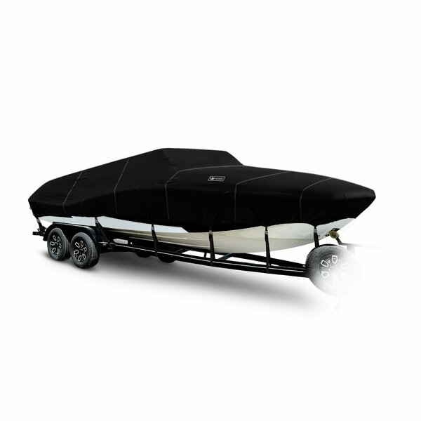 Eevelle Boat Cover DECK BOAT Walk Thru Windshield Inboard Fits 30ft 6in L up to 102in W Black SBDKWT30102-BLK